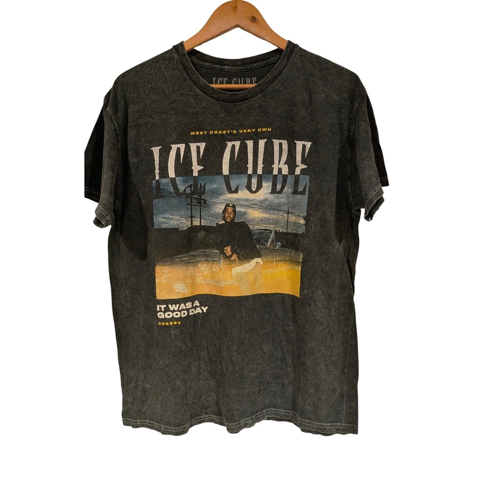 Ice Cube Graphic Large Black Acid Wash It Was A Good Day Rap Tee Streetwear